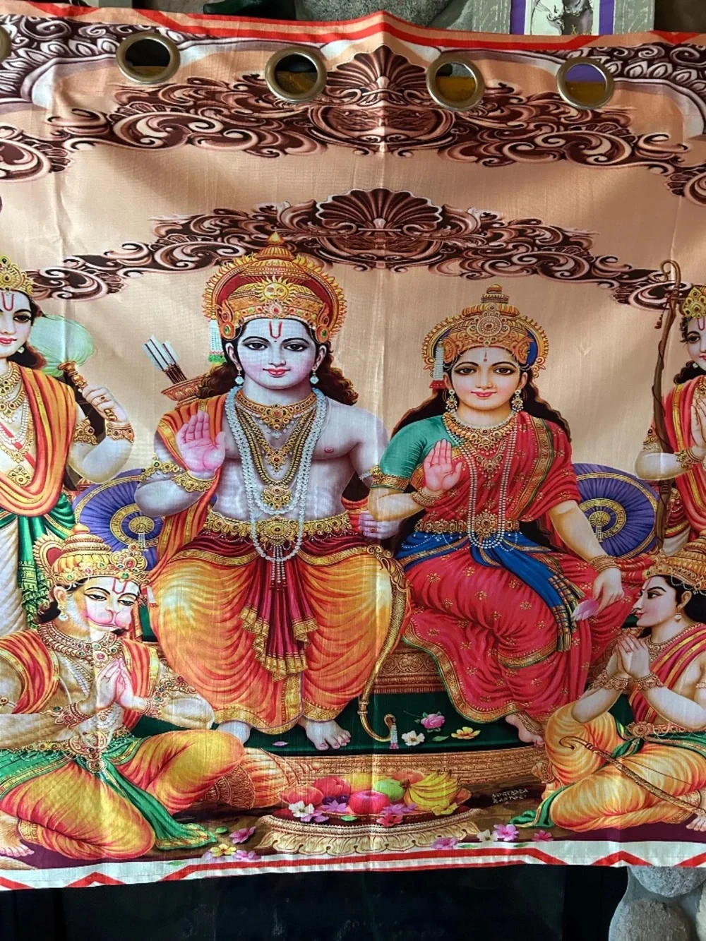 Lord Ram Darbar Tapastry Wall Art Hanging, Large | NEW
